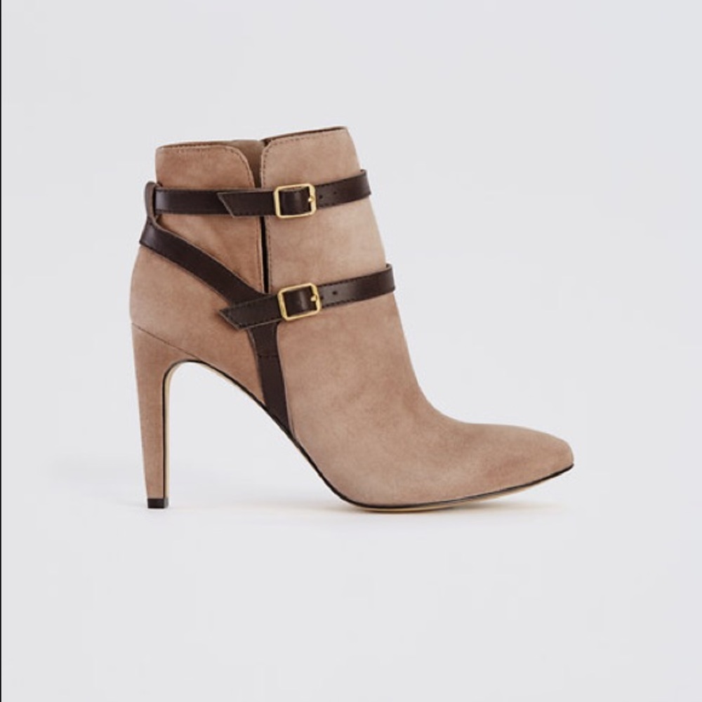 Ann Taylor Tan Suede Booties with Stiletto Heel